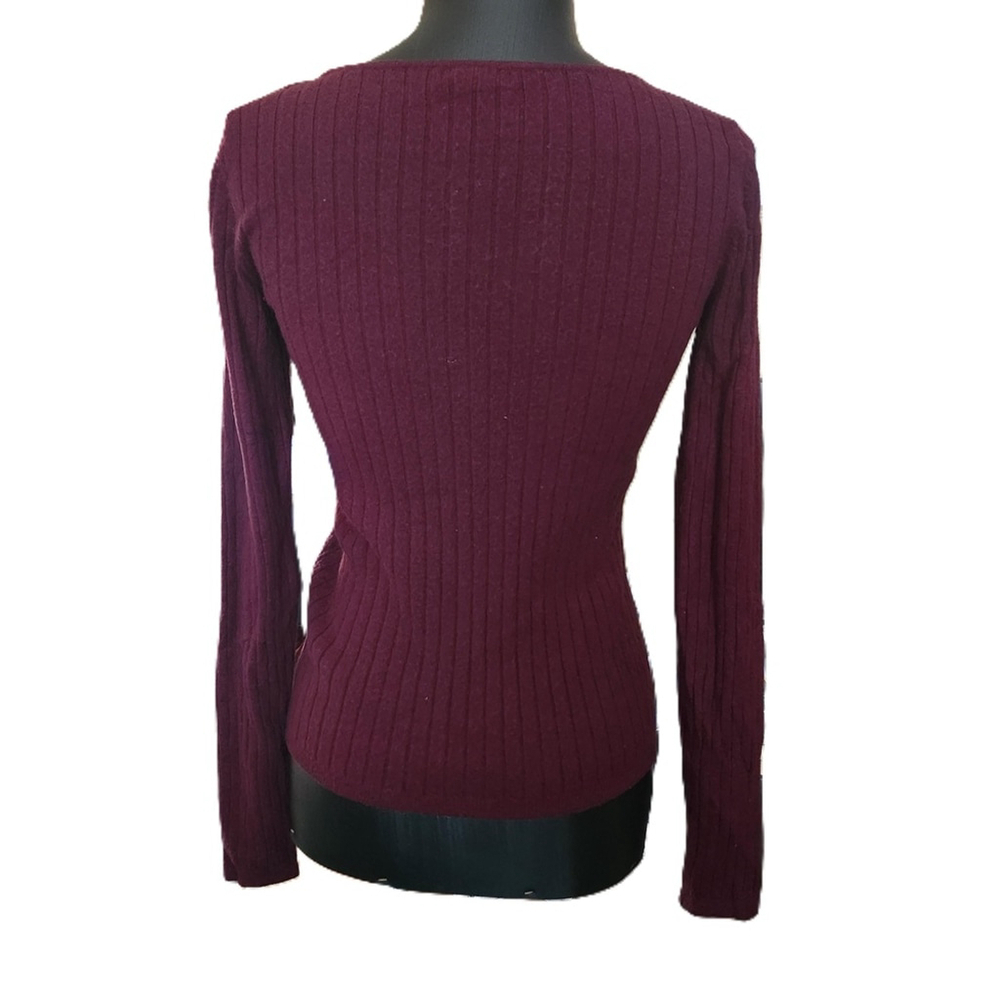 Halogen Ribbed Burgundy Sweater Women's Size XS - Picture 3 of 6